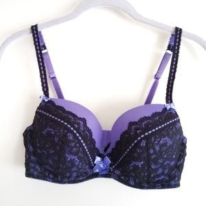 Adore Me black lace and purple bra 34D
